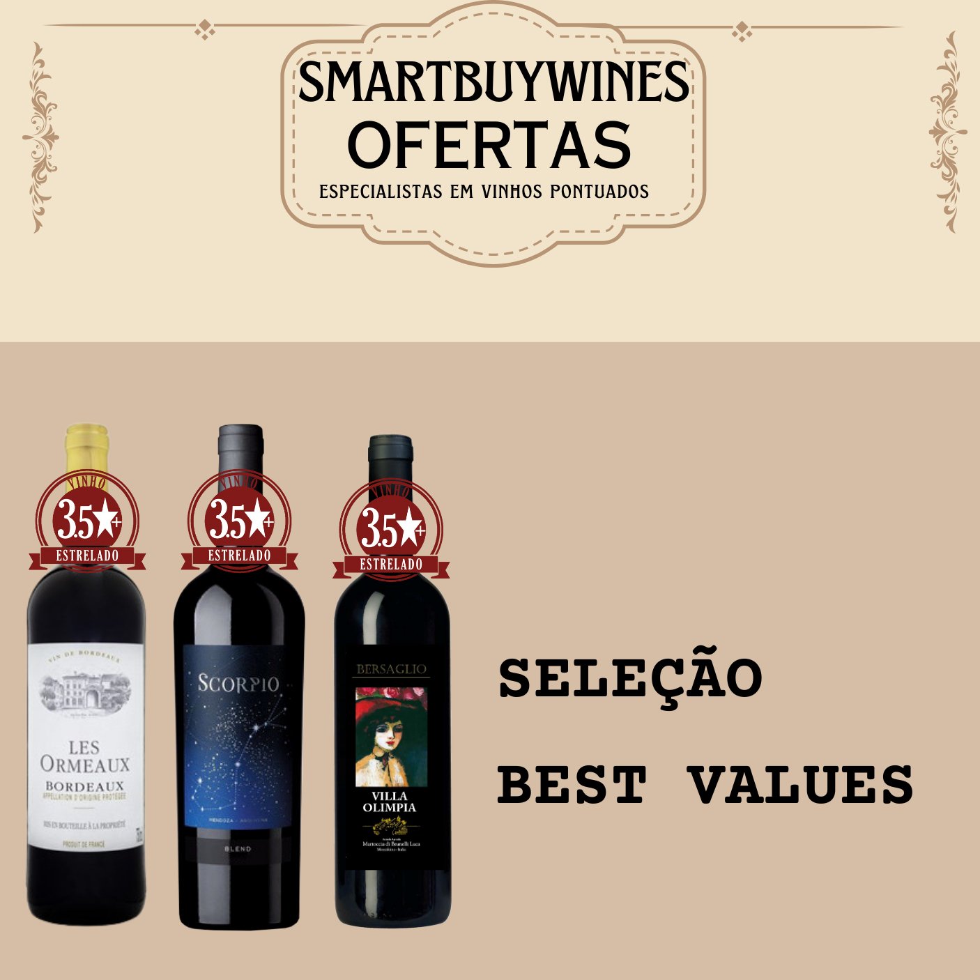 Seleção em oferta - Best Values - caixa de 3 vinhos - SmartBuyWines.com.br