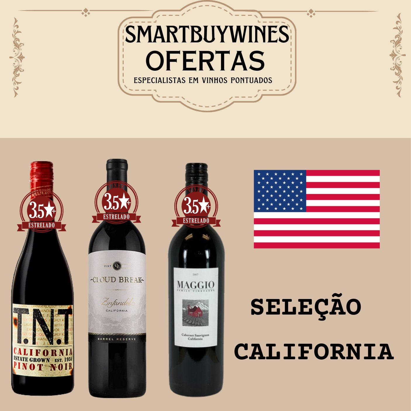 Seleção em oferta - California - caixa de 3 vinhos - SmartBuyWines.com.br