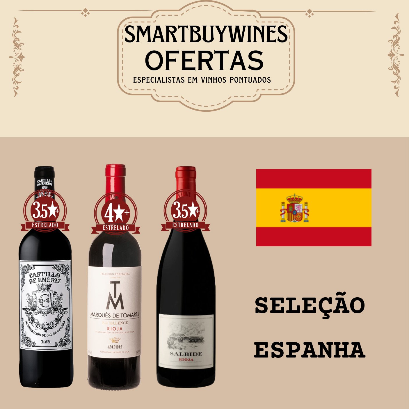 Seleção em oferta - Espanha - caixa de 3 vinhos - SmartBuyWines.com.br