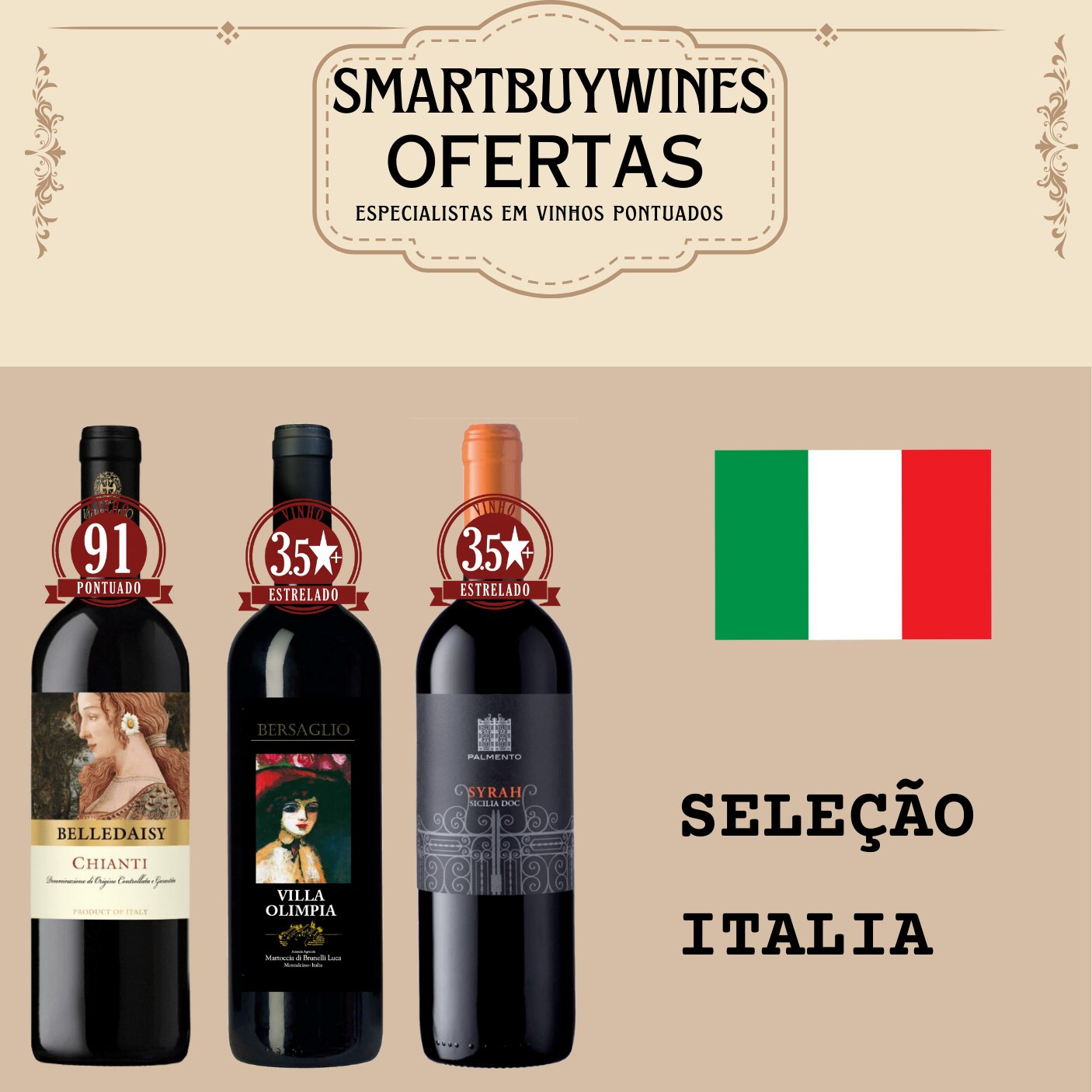 Seleção em oferta - Italia - caixa de 3 vinhos - SmartBuyWines.com.br