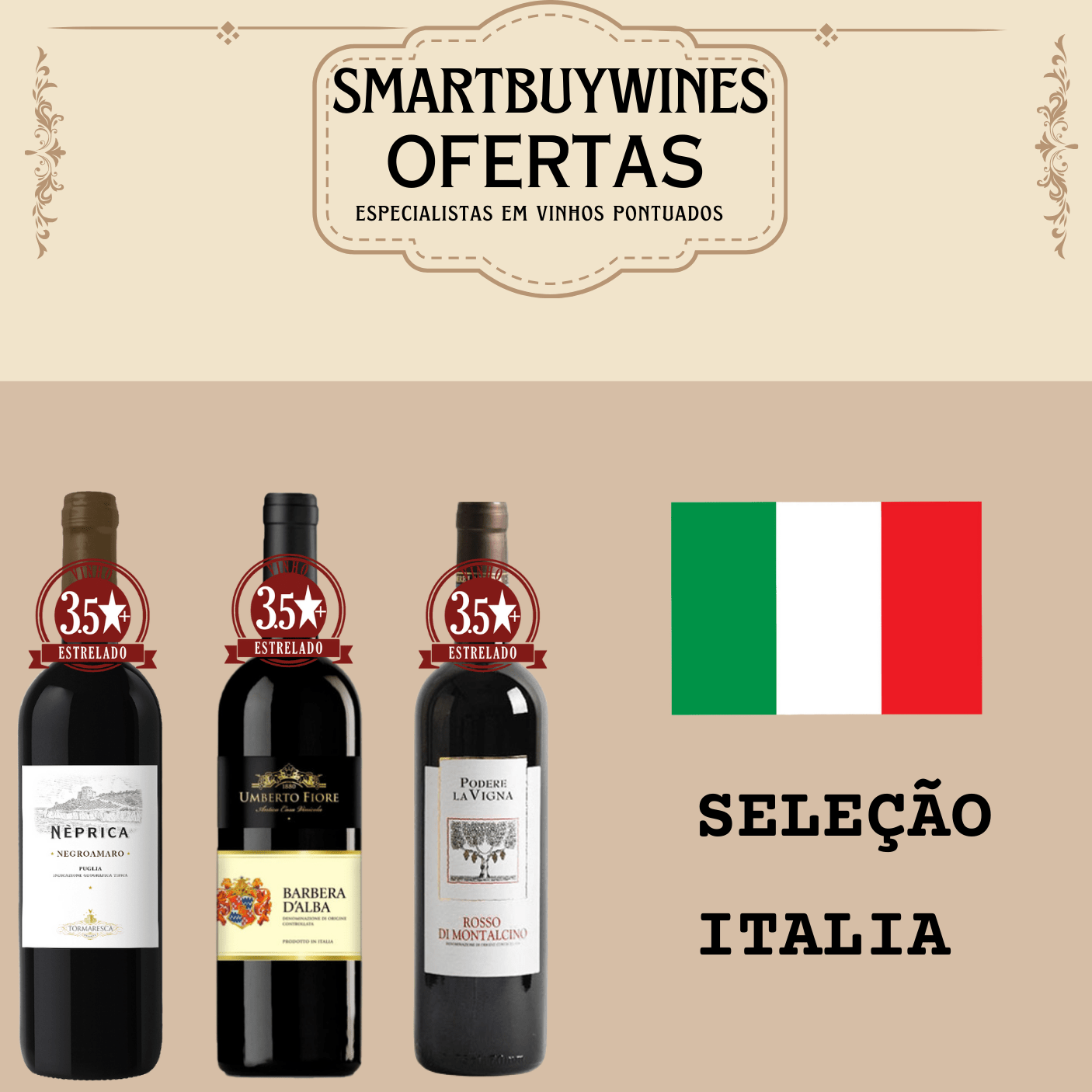 Seleção em oferta - Itália - caixa de 3 vinhos - SmartBuyWines.com.br