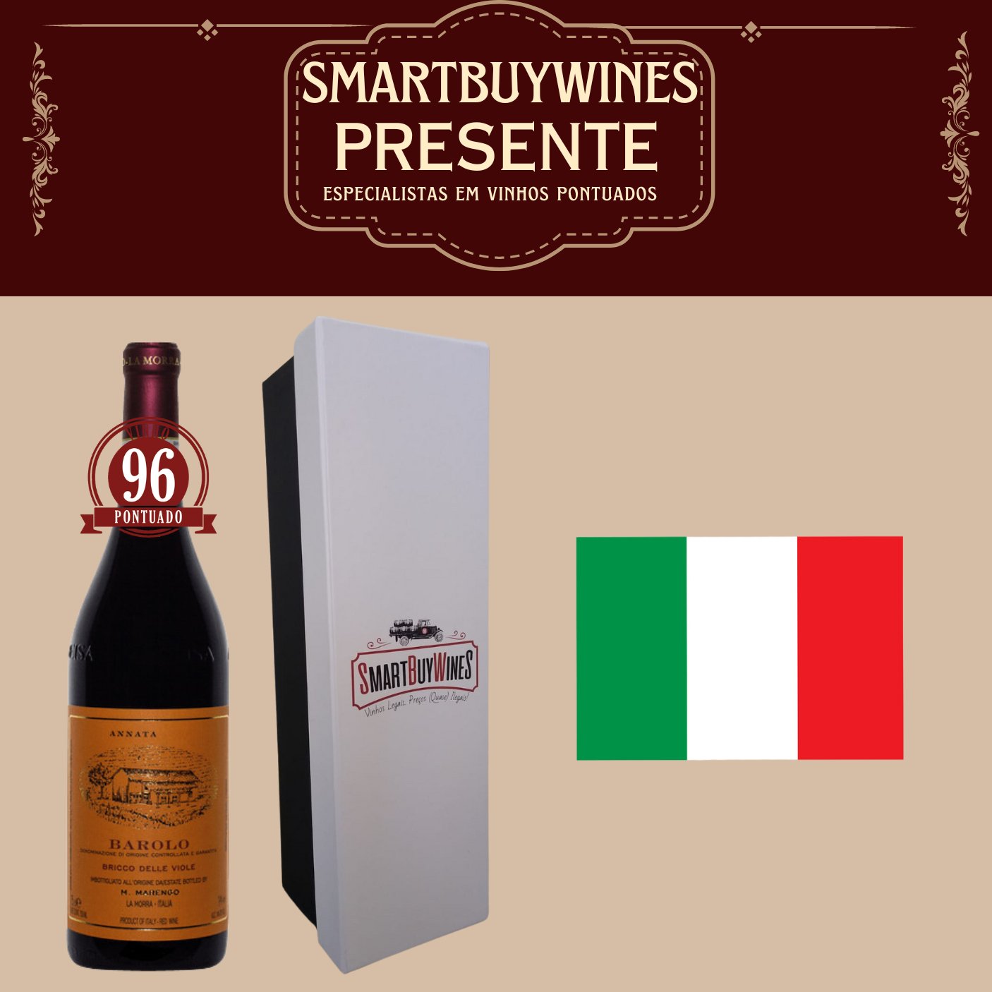 Presente - Barolo Bricco Delle Viole DOCG, Piemonte, Italia 2017 embalado na caixa - SmartBuyWines.com.br