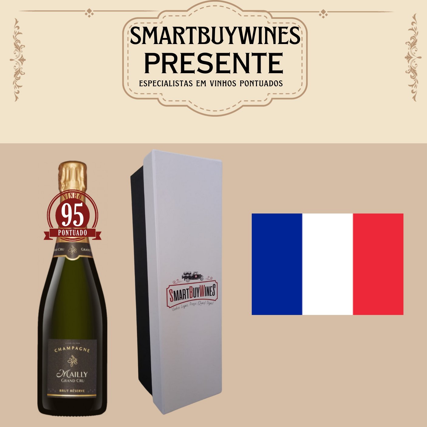 Presente - Champagne Mailly Grand Cru Blanc de Noir, Champagne, França embalado na caixa - SmartBuyWines.com.br