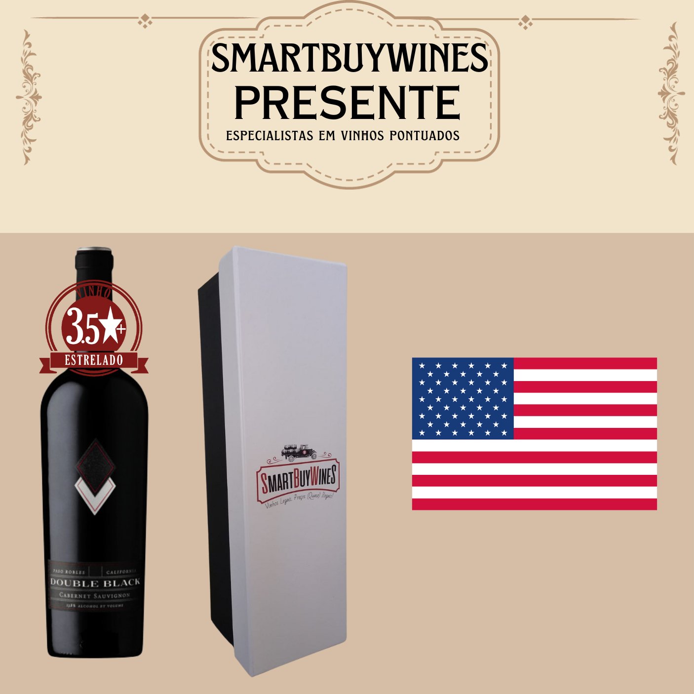 Presente - Double Black - Cabernet Sauvignon, Paso Robles, California 2020 embalado na caixa - SmartBuyWines.com.br