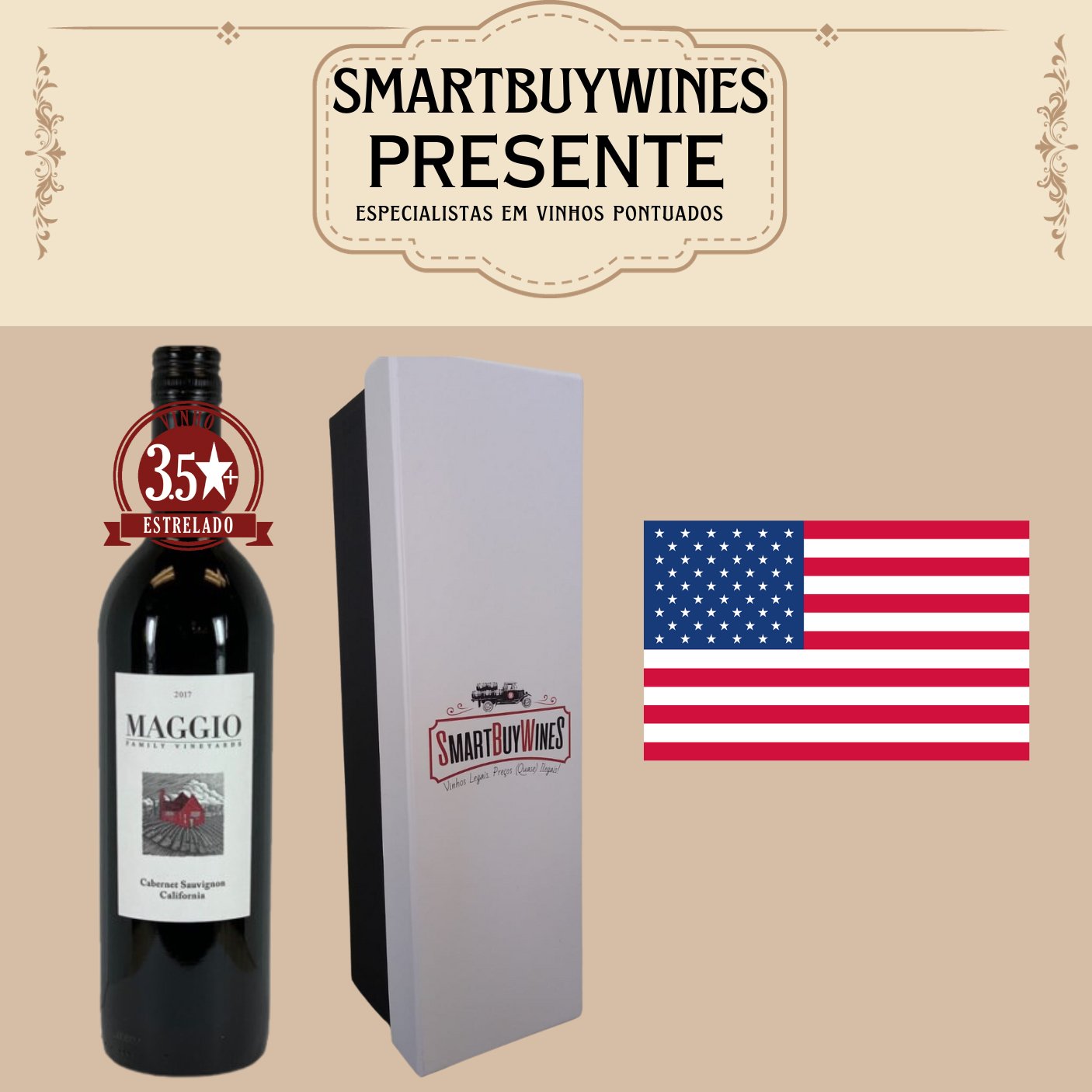 Presente - Maggio Cabernet Sauvignon, Lodi, California 2018 embalado na caixa - SmartBuyWines.com.br