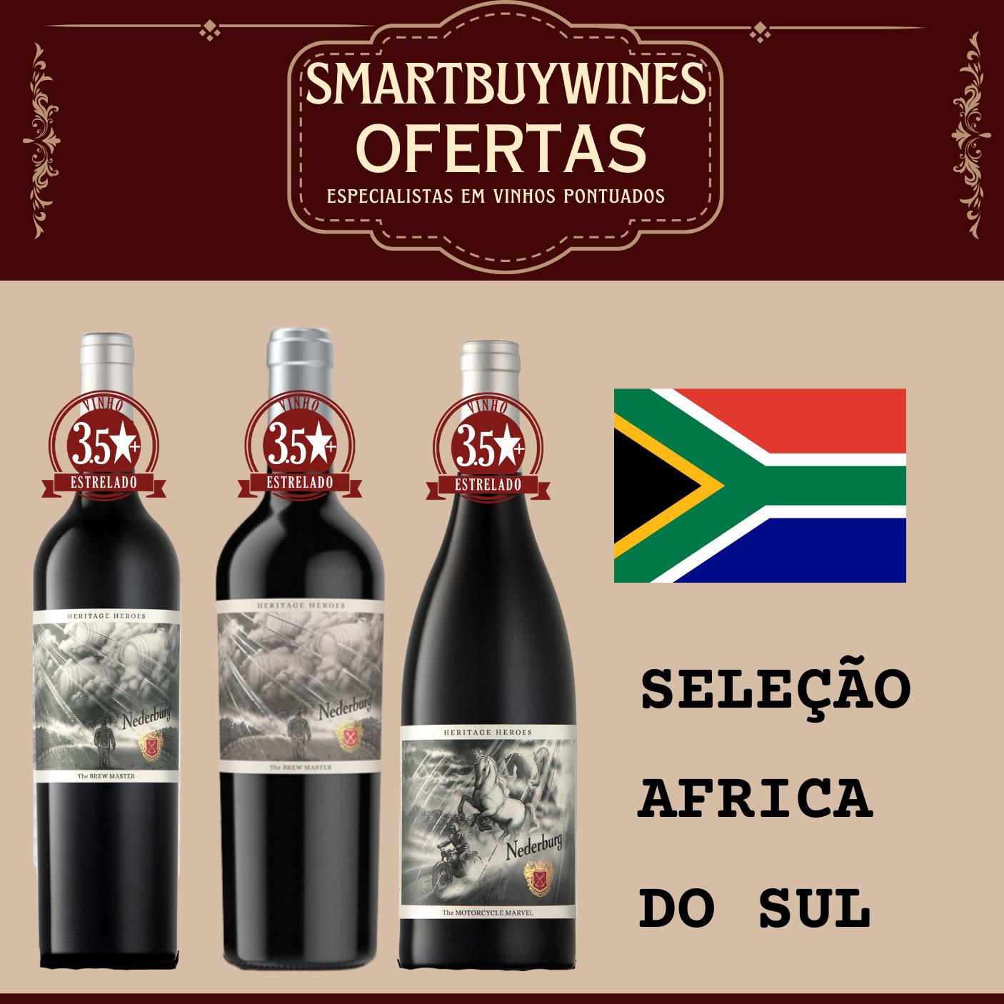 Seleção em oferta - Africa do Sul - caixa de 3 vinhos - SmartBuyWines.com.br