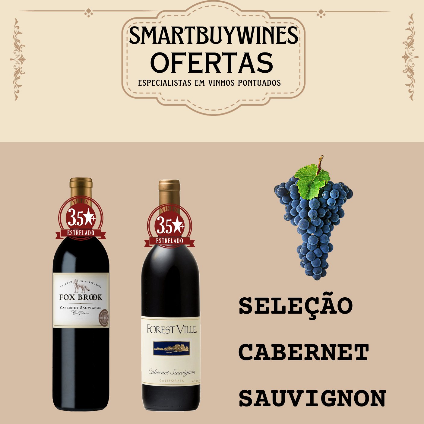 Seleção em oferta - Cabernet Sauvignon - caixa de 2 vinhos - SmartBuyWines.com.br
