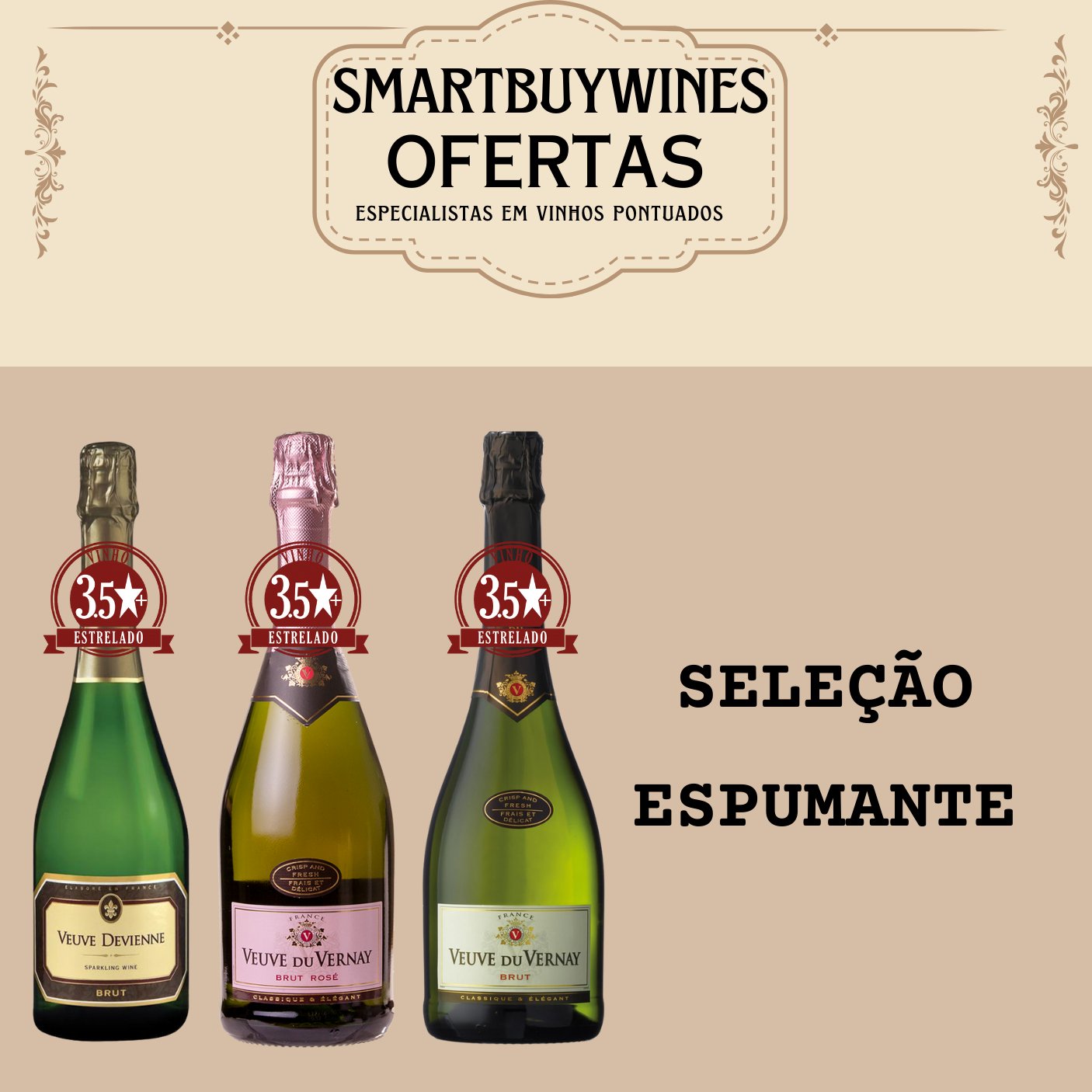 Seleção em oferta - Espumante - caixa de 3 vinhos - SmartBuyWines.com.br