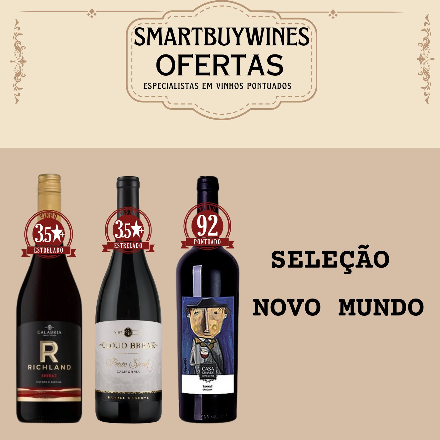 Seleção em oferta - Novo Mundo - caixa de 3 vinhos - SmartBuyWines.com.br