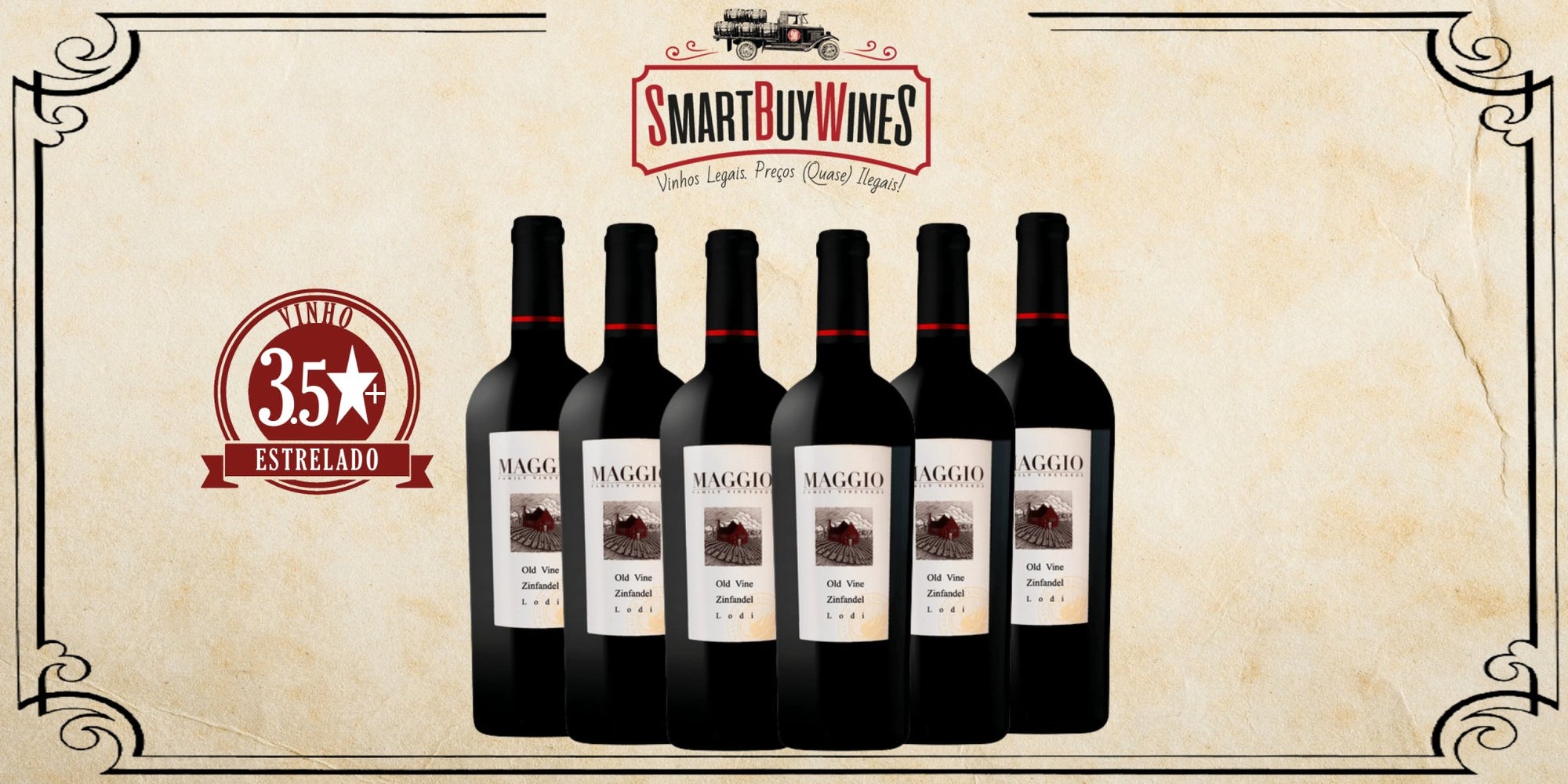 SMARTBOX 6 garrafas - Maggio Old Vines Zinfandel, Lodi, California 2017 - SmartBuyWines.com.br