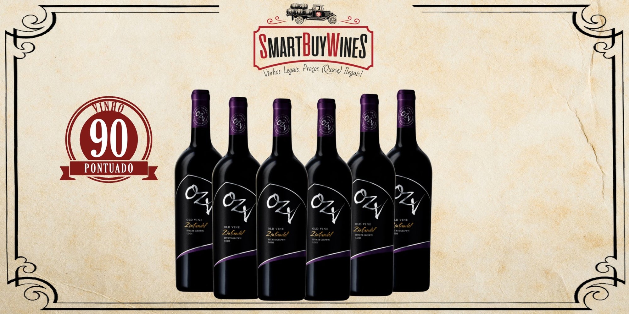 SMARTBOX 6 garrafas - OZV Old Vine Zinfandel, Lodi, California 2019 - SmartBuyWines.com.br